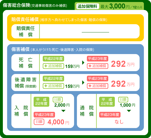 追加保険(傷害総合―交通事故傷害のみ補償)の変更点